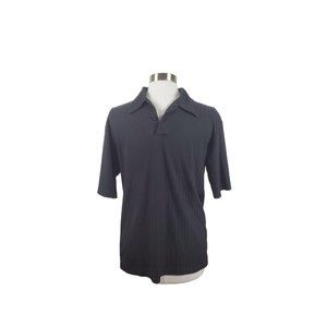 Black Ribbed Men's Short Sleeve Polo Size Medium